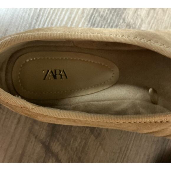 ZARA Split Leather Lace-Up Ballet Flats Women’s Size 9 - Picture 8 of 10